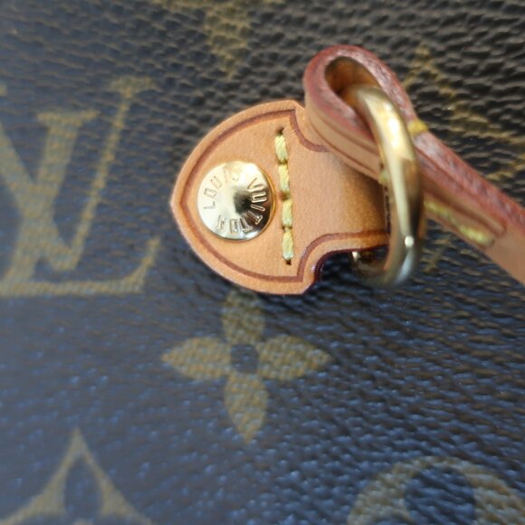 Authentic Women Louis Vuitton Brown Tan Canvas Leather Neverfull MM Tote Handbag - Picture 8 of 16